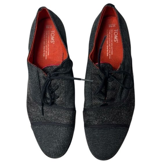 Toms Women’s Black/Grey Brogue Oxfords. Size 10. - Picture 1 of 9